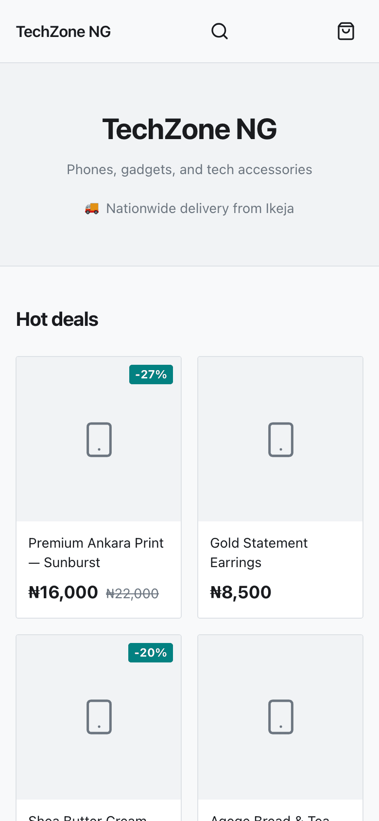 Mobile checkout-style preview